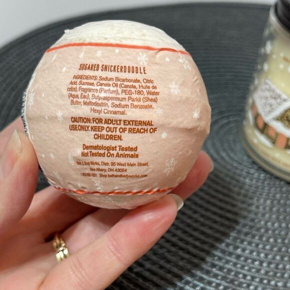 BBW Sugar Snickerdoodle single wick candle, Hand Cream and Bath Fizzy NWT - Picture 2 of 5
